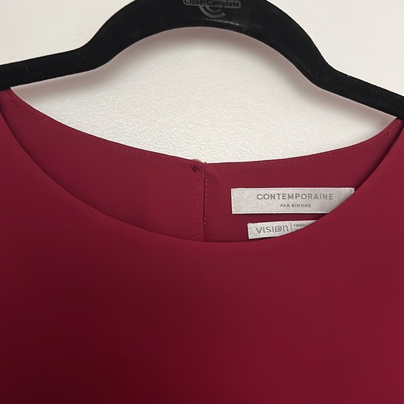 CONTEMPORAINE | Burgundy Layered Blouse Sz L - Picture 5 of 7